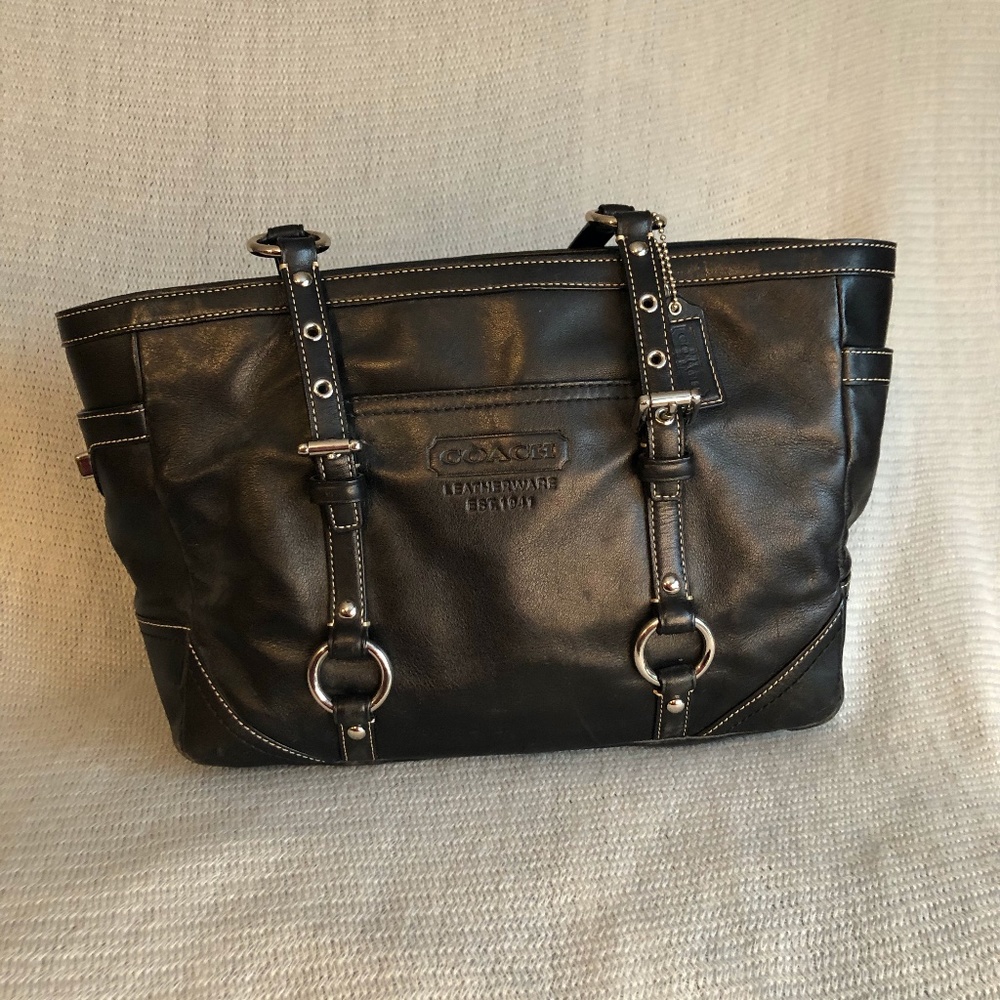 Coach Vintage Black leather  purse, silver toned